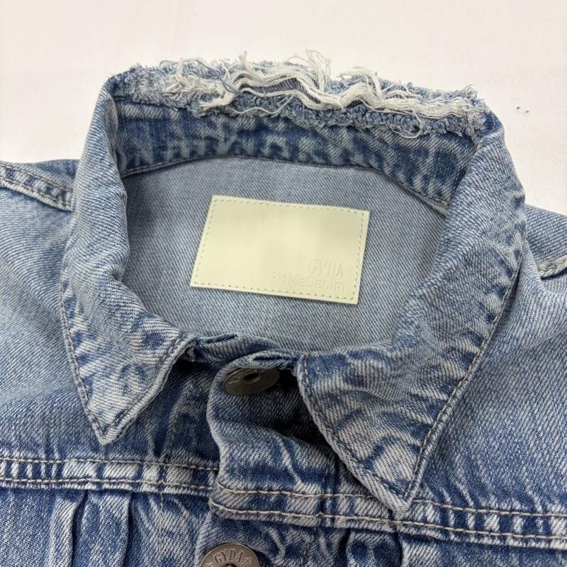 ジェイダ GYDA ジャケット、上着 ジャンパー、ブルゾン リヨセル ショート HEM ダメージ デニム Gジャン カットオフデザイン FREE ダメージ加工 青 / ブルー / blue レディース USED 古着 中古 50157374
