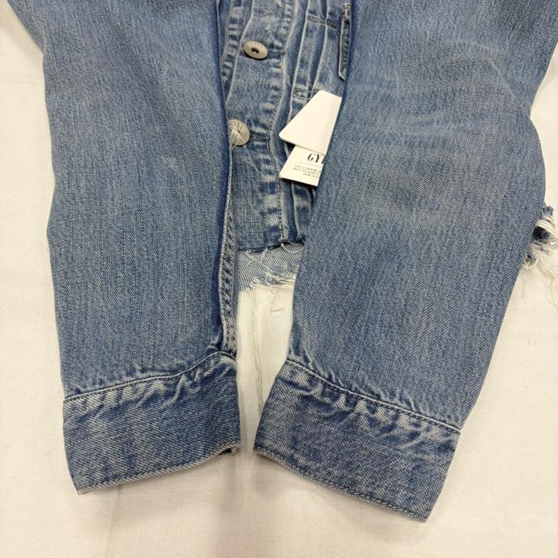 ジェイダ GYDA ジャケット、上着 ジャンパー、ブルゾン リヨセル ショート HEM ダメージ デニム Gジャン カットオフデザイン FREE ダメージ加工 青 / ブルー / blue レディース USED 古着 中古 50157374