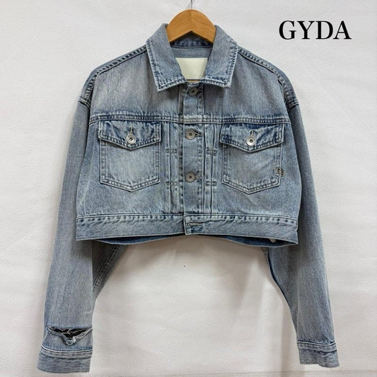 ジェイダ GYDA ジャケット、上着 ジャンパー、ブルゾン SUPER SHORT Gジャン ショート丈 デニムジャケット ロゴ 刺繍 FREE ダメージ加工 チャコールグレー / チャコールグレー / レディース USED 古着 中古 50157375
