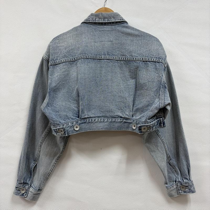 ジェイダ GYDA ジャケット、上着 ジャンパー、ブルゾン SUPER SHORT Gジャン ショート丈 デニムジャケット ロゴ 刺繍 FREE ダメージ加工 チャコールグレー / チャコールグレー / レディース USED 古着 中古 50157375