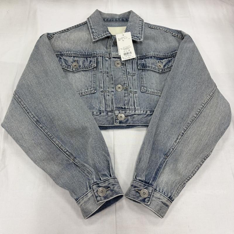 ジェイダ GYDA ジャケット、上着 ジャンパー、ブルゾン SUPER SHORT Gジャン ショート丈 デニムジャケット ロゴ 刺繍 FREE ダメージ加工 チャコールグレー / チャコールグレー / レディース USED 古着 中古 50157375