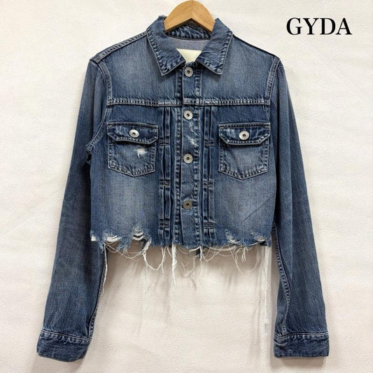 ジェイダ GYDA ジャケット、上着 ジャンパー、ブルゾン リヨセル ショート HEM ダメージ デニム Gジャン ジャケット FREE ダメージ加工 青 / ブルー / blue レディース USED 古着 中古 50157376