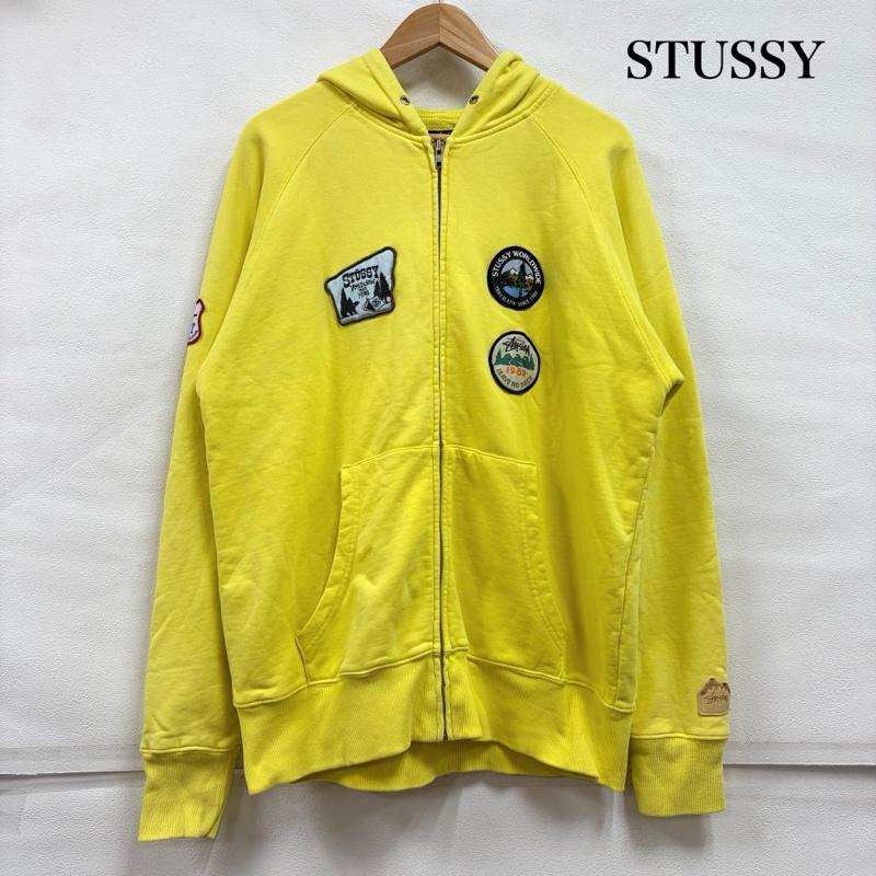 ステューシー STUSSY パーカー 長袖 00s OLD オールド パッチ ワッペン ジップアップ フーディー パーカー 刺繍 ロゴ フルジップ サーマル スウェット L ロゴ、文字 X 刺繍 黄 / イエロー / yellow X マルチカラー / マルチカラー / multicolor メンズ USED 古着 中古 50157377