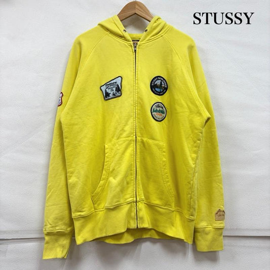 ステューシー STUSSY パーカー 長袖 00s OLD オールド パッチ ワッペン ジップアップ フーディー パーカー 刺繍 ロゴ フルジップ サーマル スウェット L ロゴ、文字 X 刺繍 黄 / イエロー / yellow X マルチカラー / マルチカラー / multicolor メンズ USED 古着 中古 50157377