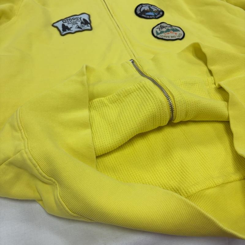 ステューシー STUSSY パーカー 長袖 00s OLD オールド パッチ ワッペン ジップアップ フーディー パーカー 刺繍 ロゴ フルジップ サーマル スウェット L ロゴ、文字 X 刺繍 黄 / イエロー / yellow X マルチカラー / マルチカラー / multicolor メンズ USED 古着 中古 50157377