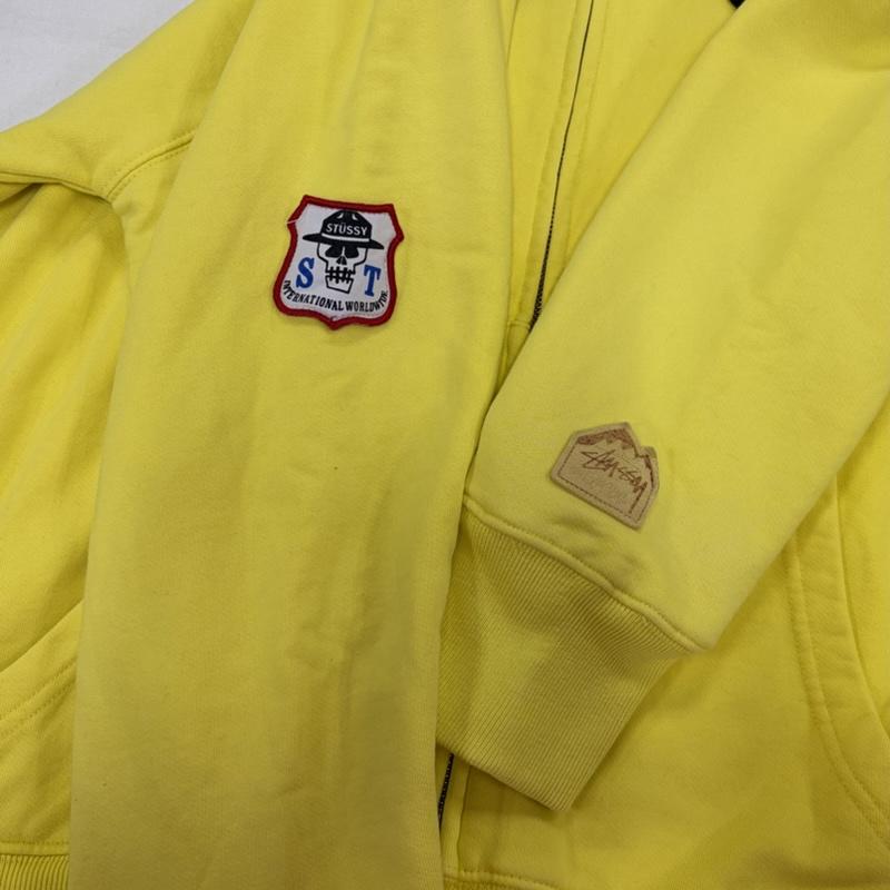 ステューシー STUSSY パーカー 長袖 00s OLD オールド パッチ ワッペン ジップアップ フーディー パーカー 刺繍 ロゴ フルジップ サーマル スウェット L ロゴ、文字 X 刺繍 黄 / イエロー / yellow X マルチカラー / マルチカラー / multicolor メンズ USED 古着 中古 50157377