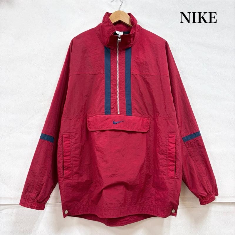 ナイキ NIKE ジャケット、上着 ジャンパー、ブルゾン 90 s OLD オールド ヴィンテージ アノラック ナイロン ジャケット ハーフジップ ロゴ 刺繍 銀タグ L ワンポイント X ロゴ、文字 X 刺繍 えんじ / ワインレッド / dark red X 緑 / グリーン / green メンズ USED 古着 中古 50157378