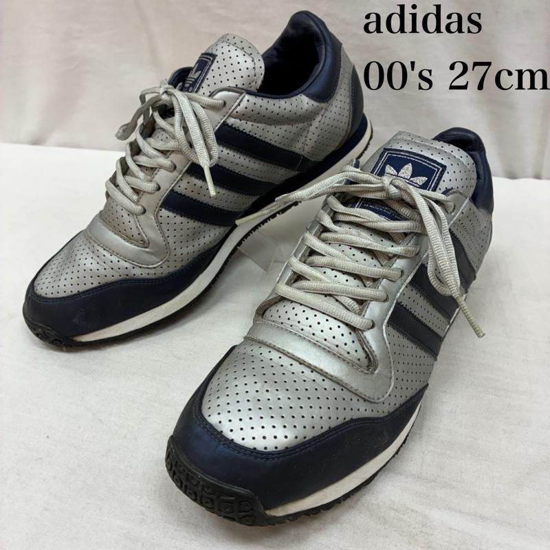 アディダスオリジナルス adidas originals スニーカー スニーカー 00s 09年製 GALAXY ギャラクシー パンチング ローカット スニーカー G25751 27.0cm ロゴ、文字 X 刺繍 銀 / シルバー / silver color X 紺 / ネイビー / navy メンズ USED 古着 中古 50157380