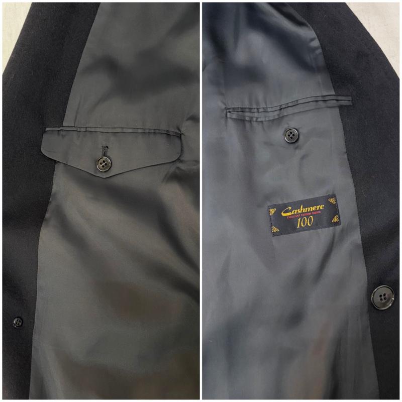 古着 USED コート コート一般 cashmere100% チェスターコート ロングコート 日本製 L(170～180) black L 無地 黒 / ブラック / black メンズ USED 古着 中古 50157387