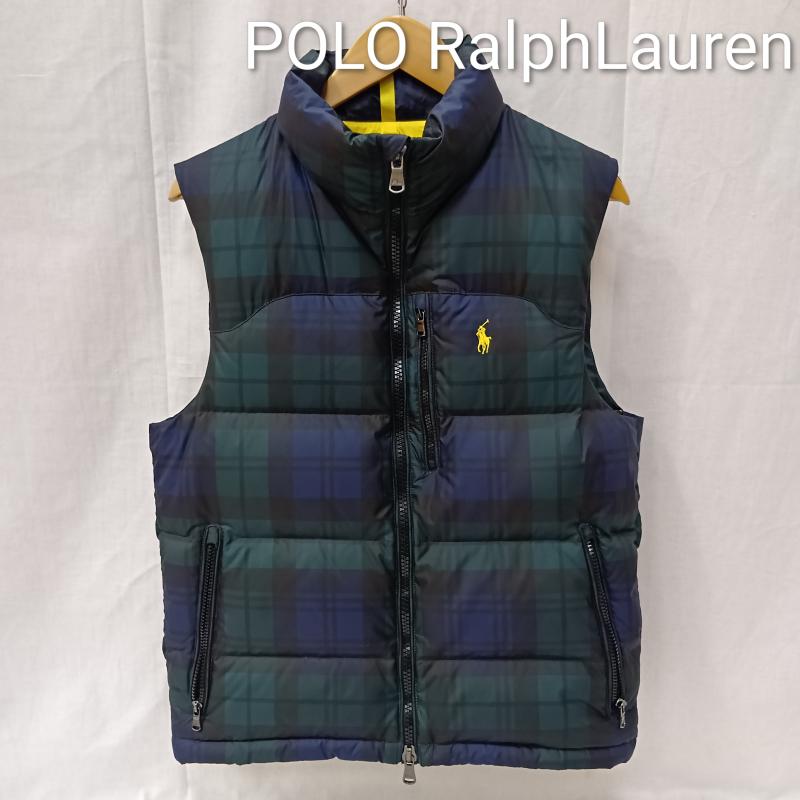 ポロラルフローレン POLO RALPH LAUREN ベスト ベスト チェック柄ダウンベスト green XS(165/88A) XS チェック 緑 / グリーン / green メンズ USED 古着 中古 50157403