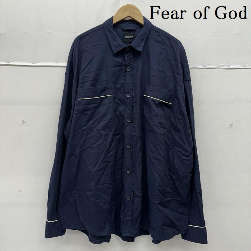フィアーオブゴッド Fear of God シャツ、ブラウス 長袖 FIFTH COLLECTION Piped Oversized Shirt シルク シャツ L 紺 / ネイビー / navy メンズ USED 古着 中古 50157432