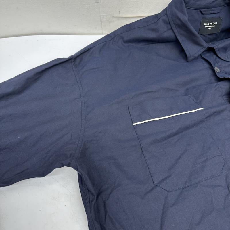 フィアーオブゴッド Fear of God シャツ、ブラウス 長袖 FIFTH COLLECTION Piped Oversized Shirt シルク シャツ L 紺 / ネイビー / navy メンズ USED 古着 中古 50157432