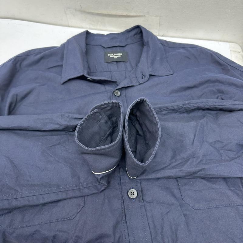 フィアーオブゴッド Fear of God シャツ、ブラウス 長袖 FIFTH COLLECTION Piped Oversized Shirt シルク シャツ L 紺 / ネイビー / navy メンズ USED 古着 中古 50157432