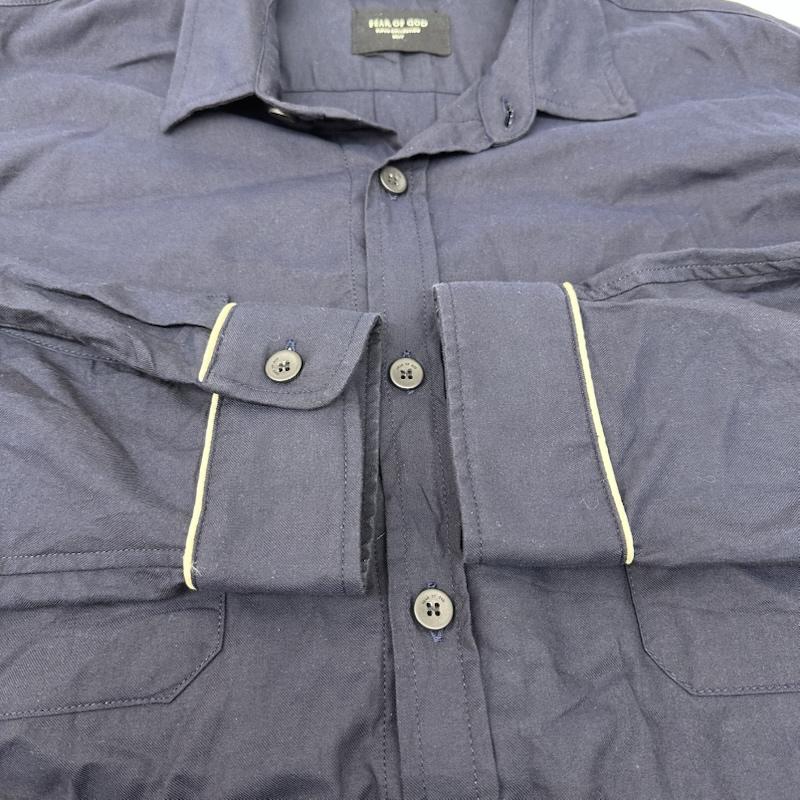 フィアーオブゴッド Fear of God シャツ、ブラウス 長袖 FIFTH COLLECTION Piped Oversized Shirt シルク シャツ L 紺 / ネイビー / navy メンズ USED 古着 中古 50157432