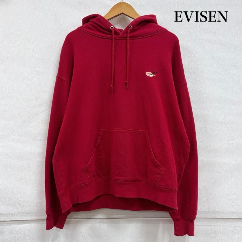 エビセン EVISEN パーカー 長袖 SUSHI STITCH HOODIE 寿司 刺繍 プルオーバー パーカー フーディー M ワンポイント X ロゴ、文字 X 刺繍 赤 / レッド / red メンズ USED 古着 中古 50157473