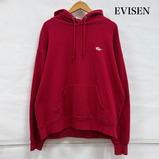 エビセン EVISEN パーカー 長袖 SUSHI STITCH HOODIE 寿司 刺繍 プルオーバー パーカー フーディー M ワンポイント X ロゴ、文字 X 刺繍 赤 / レッド / red メンズ USED 古着 中古 50157473