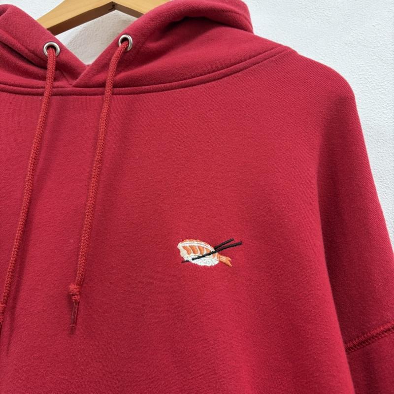 エビセン EVISEN パーカー 長袖 SUSHI STITCH HOODIE 寿司 刺繍 プルオーバー パーカー フーディー M ワンポイント X ロゴ、文字 X 刺繍 赤 / レッド / red メンズ USED 古着 中古 50157473