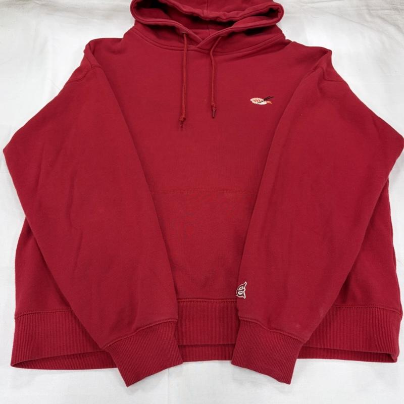 エビセン EVISEN パーカー 長袖 SUSHI STITCH HOODIE 寿司 刺繍 プルオーバー パーカー フーディー M ワンポイント X ロゴ、文字 X 刺繍 赤 / レッド / red メンズ USED 古着 中古 50157473