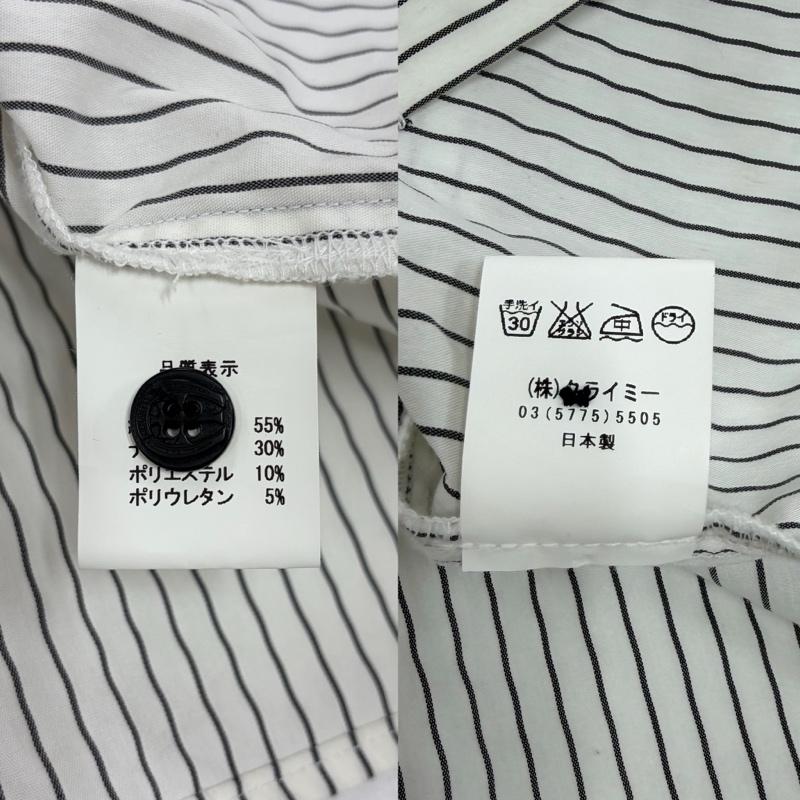 クライミー CRIMIE シャツ、ブラウス 半袖 ストライプ 半袖 ワークシャツ 刺繍 日本製 S ストライプ X ロゴ、文字 X 刺繍 白 / ホワイト / white X 黒 / ブラック / black メンズ USED 古着 中古 50157479