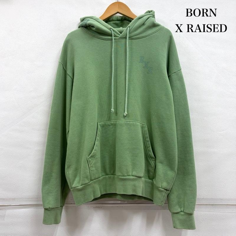 古着 USED パーカー 長袖 BORN X RAISED BxR TINAL HOODY 長袖 ロゴ プリント プルオーバー フーディー パーカー M ロゴ、文字 X プリント 緑 / グリーン / green X 黄緑 / イエローグリーン / メンズ USED 古着 中古 50157492