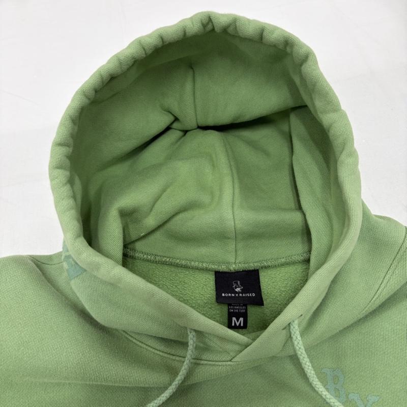 古着 USED パーカー 長袖 BORN X RAISED BxR TINAL HOODY 長袖 ロゴ プリント プルオーバー フーディー パーカー M ロゴ、文字 X プリント 緑 / グリーン / green X 黄緑 / イエローグリーン / メンズ USED 古着 中古 50157492
