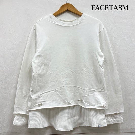 ファセッタズム FACETASM Tシャツ 長袖 ダメージ ワッフル 長袖 Tシャツ ロンT レイヤード 5 無地 白 / ホワイト / white メンズ USED 古着 中古 50157493