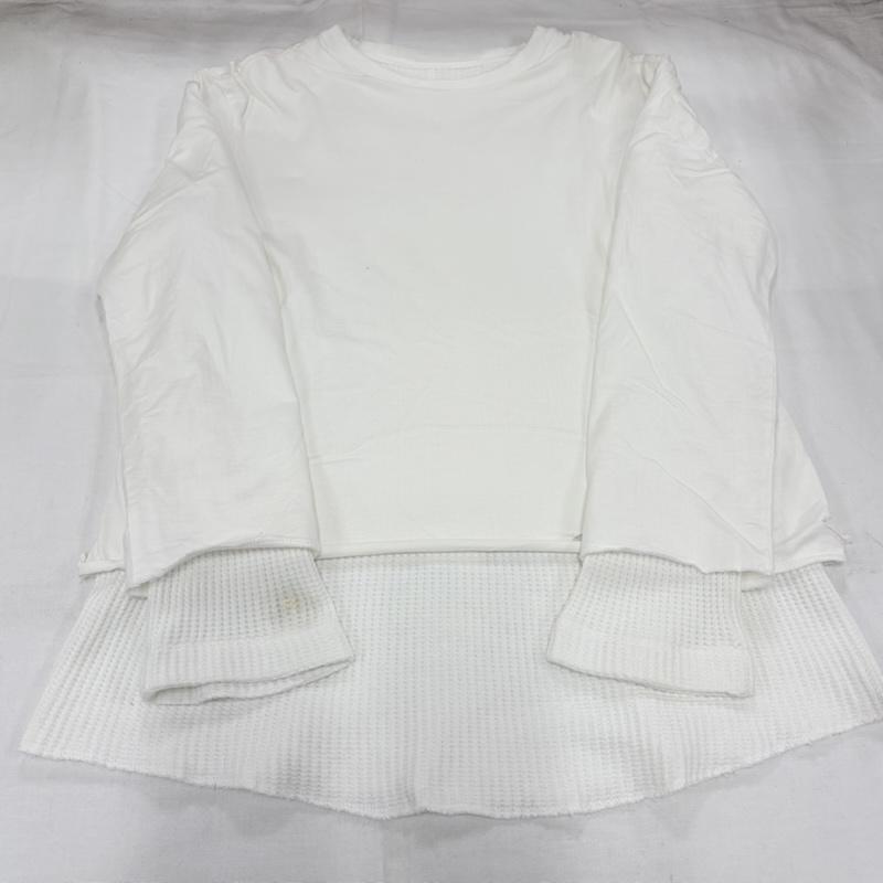 ファセッタズム FACETASM Tシャツ 長袖 ダメージ ワッフル 長袖 Tシャツ ロンT レイヤード 5 無地 白 / ホワイト / white メンズ USED 古着 中古 50157493