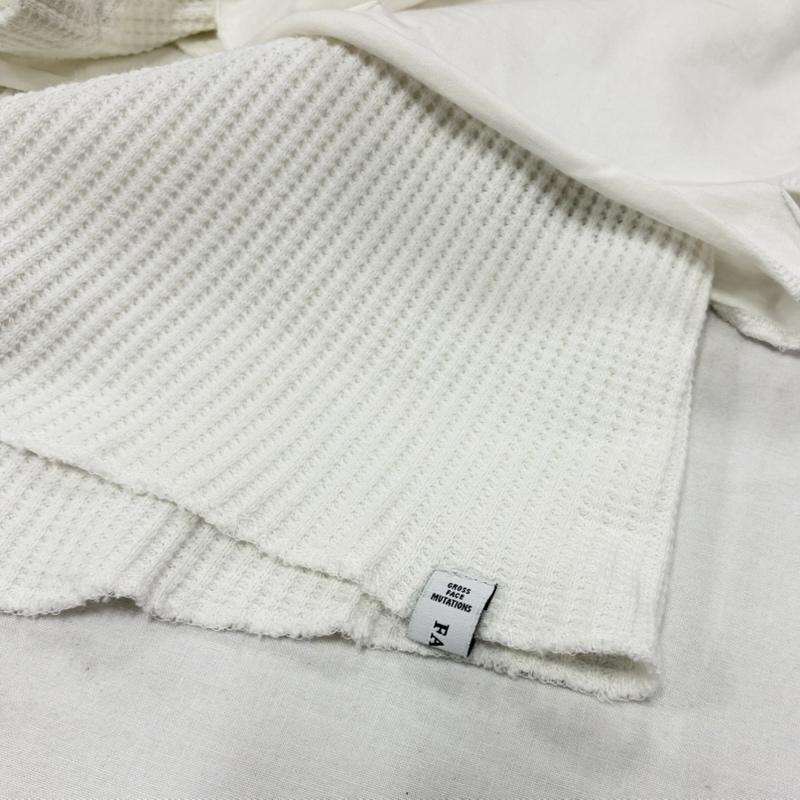 ファセッタズム FACETASM Tシャツ 長袖 ダメージ ワッフル 長袖 Tシャツ ロンT レイヤード 5 無地 白 / ホワイト / white メンズ USED 古着 中古 50157493