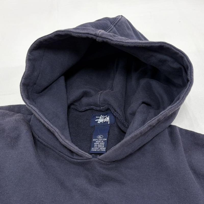 ステューシー STUSSY パーカー 長袖 90’s OLD オールド ロゴ 両面 プリント プルオーバー フーディー パーカー サイド メッシュ 紺タグ XL ロゴ、文字 X プリント 紺 / ネイビー / navy X 緑 / グリーン / green メンズ USED 古着 中古 50157500