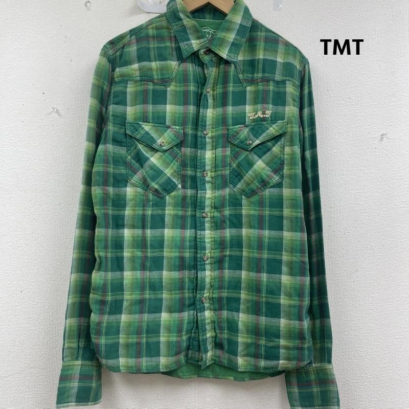 ティーエムティー TMT シャツ、ブラウス 長袖 Big Holiday ロゴ 刺繍 チェック シャツ 緑 / グリーン / green メンズ USED 古着 中古 50157543