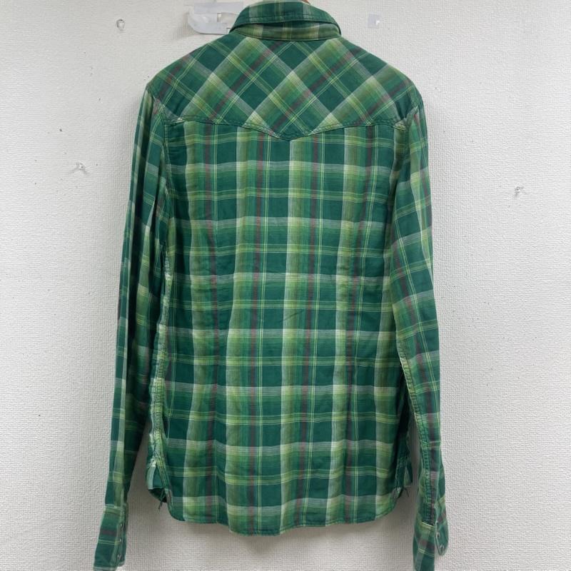 ティーエムティー TMT シャツ、ブラウス 長袖 Big Holiday ロゴ 刺繍 チェック シャツ 緑 / グリーン / green メンズ USED 古着 中古 50157543
