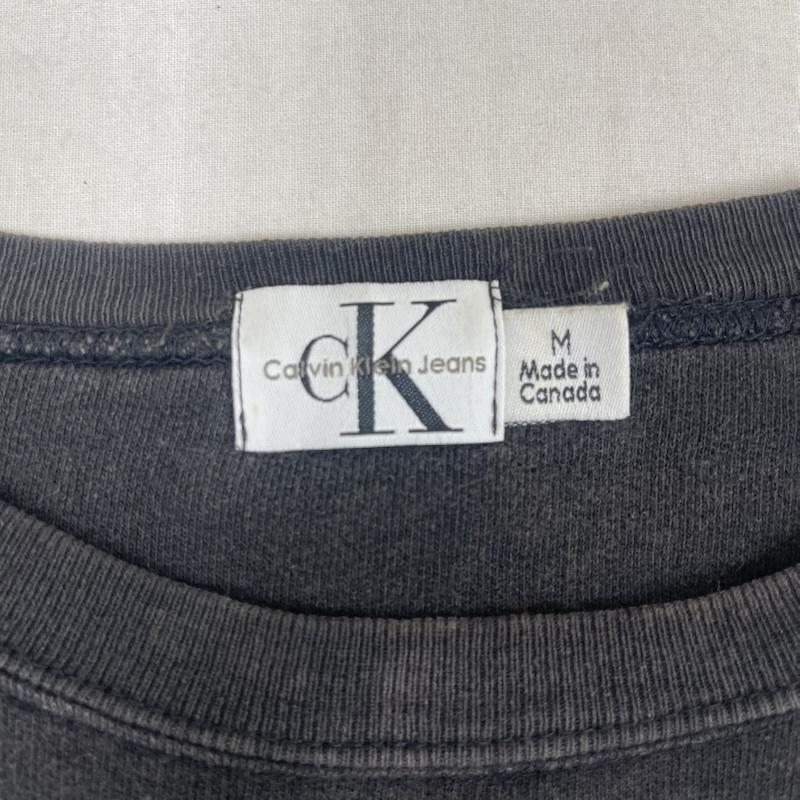 カルバン・クライン Calvin Klein トレーナー 長袖 カナダ製 プルオーバー プリント ロゴ スウェット M 黒 / ブラック / black メンズ USED 古着 中古 50157545