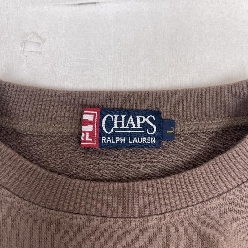 ラルフローレン RALPHLAUREN トレーナー 長袖 CHAPS クマ 刺繍 スウェット トレーナー 長袖 L 茶 / ブラウン / brown メンズ USED 古着 中古 50157546