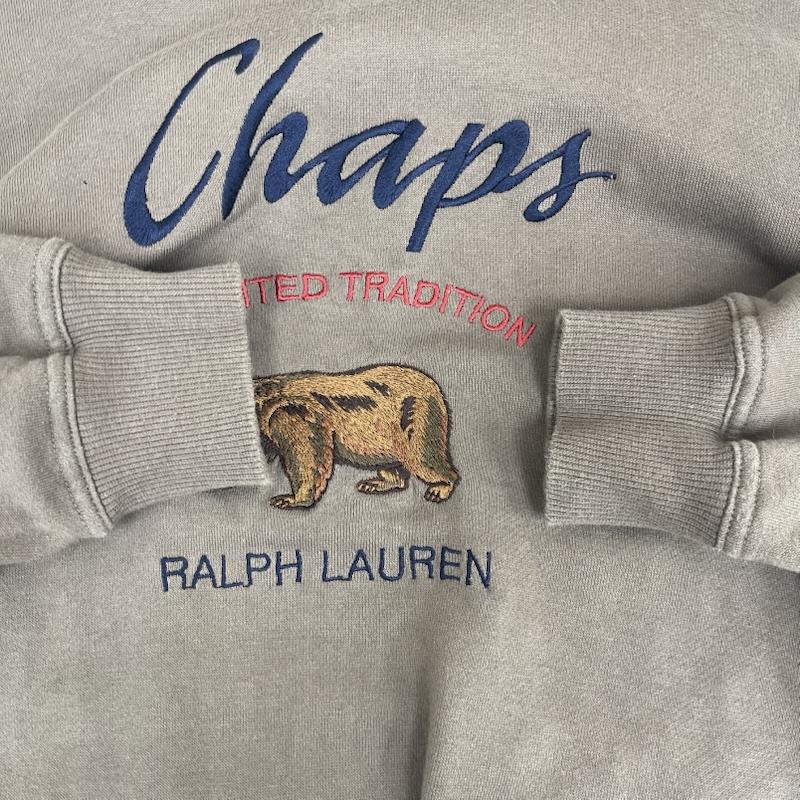 ラルフローレン RALPHLAUREN トレーナー 長袖 CHAPS クマ 刺繍 スウェット トレーナー 長袖 L 茶 / ブラウン / brown メンズ USED 古着 中古 50157546
