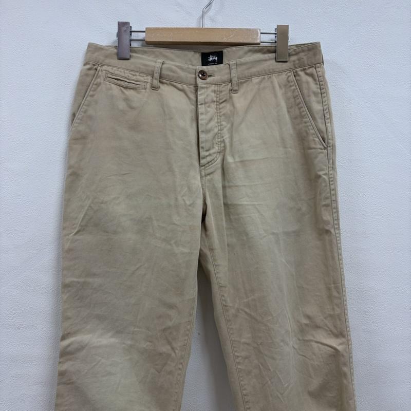 ステューシー STUSSY パンツ チノパン USA製 コットン チノパン ロゴ パッチ ボタンフライ シングルステッチ 32インチ 無地 X ワンポイント X ロゴ、文字 X 総柄 ベージュ / ベージュ / beige メンズ USED 古着 中古 50157561