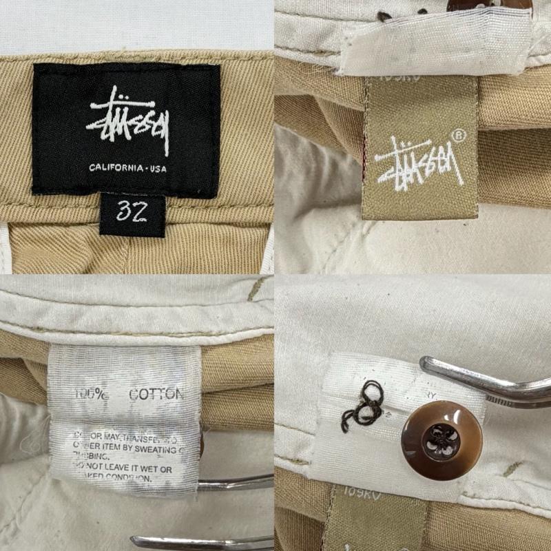 ステューシー STUSSY パンツ チノパン USA製 コットン チノパン ロゴ パッチ ボタンフライ シングルステッチ 32インチ 無地 X ワンポイント X ロゴ、文字 X 総柄 ベージュ / ベージュ / beige メンズ USED 古着 中古 50157561