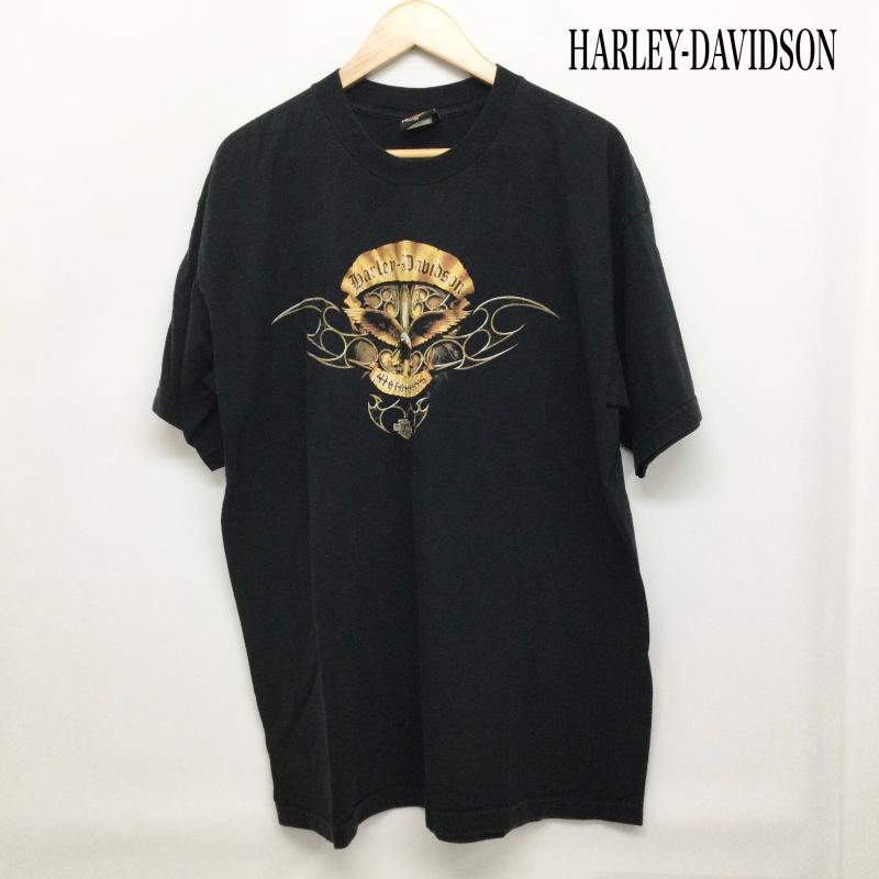 ハーレーダビッドソン Harley-Davidson Tシャツ 半袖 Harley-Davidson　ハーレーダビッドソン Tシャツ　アメリカ製 XL プリント 黒 / ブラック / black メンズ USED 古着 中古 50157576