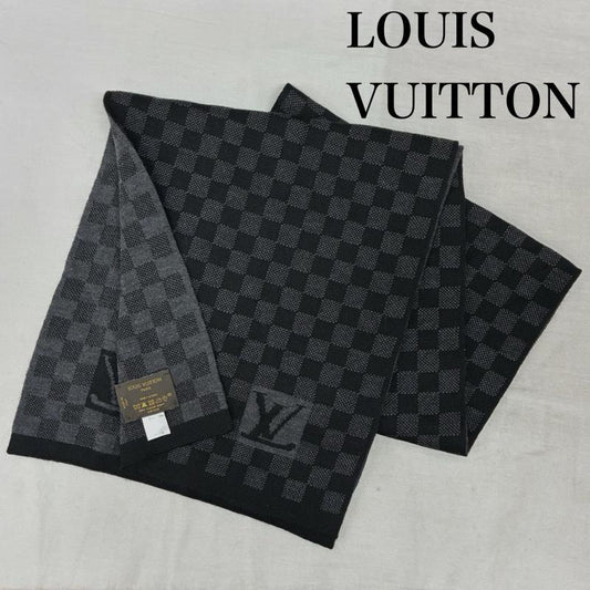 ルイヴィトン LOUIS VUITTON マフラー マフラー ダミエ グラフィット エシャルプ プティ マフラー M74200 ウール イタリア製 - 総柄 X ロゴ、文字 黒 / ブラック / black X 灰 / グレー / gray メンズ USED 古着 中古 50157601