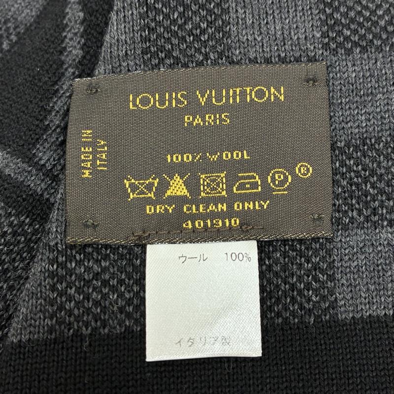 ルイヴィトン LOUIS VUITTON マフラー マフラー ダミエ グラフィット エシャルプ プティ マフラー M74200 ウール イタリア製 - 総柄 X ロゴ、文字 黒 / ブラック / black X 灰 / グレー / gray メンズ USED 古着 中古 50157601