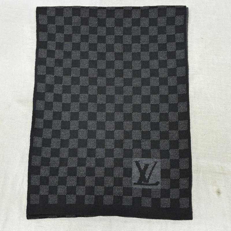 ルイヴィトン LOUIS VUITTON マフラー マフラー ダミエ グラフィット エシャルプ プティ マフラー M74200 ウール イタリア製 - 総柄 X ロゴ、文字 黒 / ブラック / black X 灰 / グレー / gray メンズ USED 古着 中古 50157601