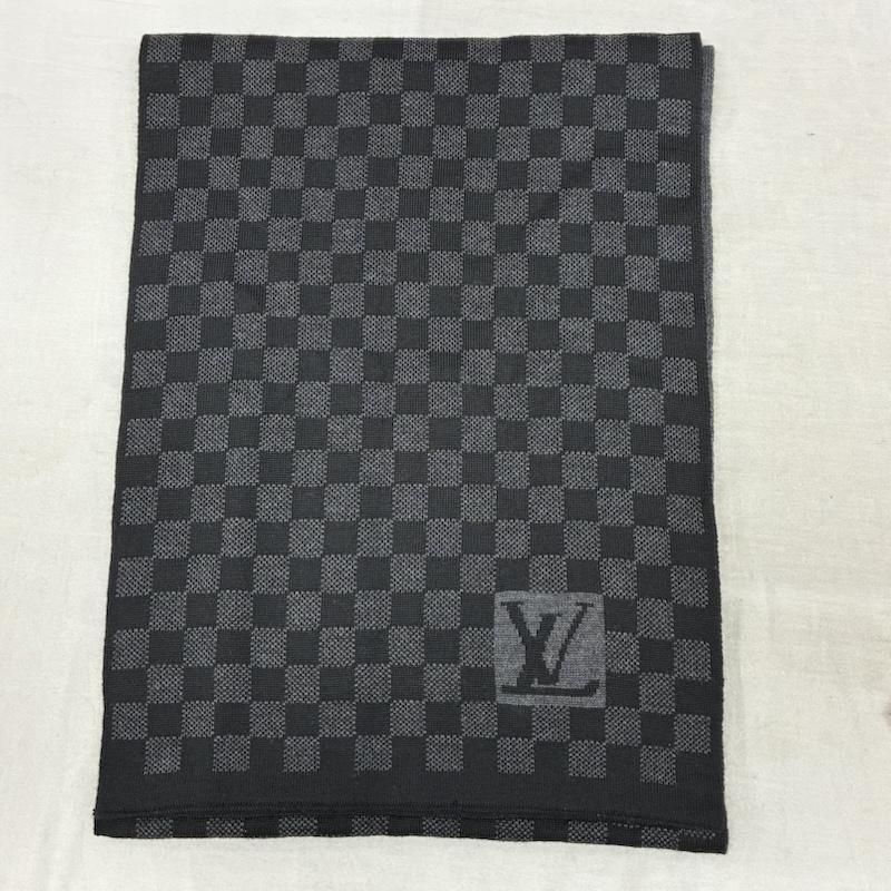 ルイヴィトン LOUIS VUITTON マフラー マフラー ダミエ グラフィット エシャルプ プティ マフラー M74200 ウール イタリア製 - 総柄 X ロゴ、文字 黒 / ブラック / black X 灰 / グレー / gray メンズ USED 古着 中古 50157601