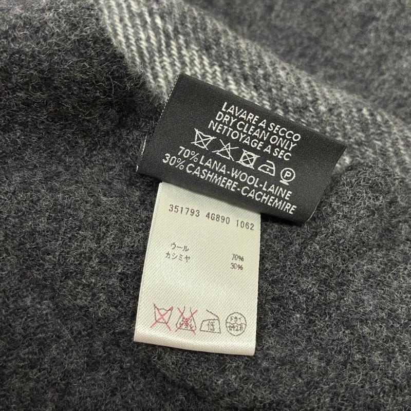 グッチ GUCCI マフラー マフラー インターロッキングG ウール カシミヤ ストライプ フリンジ 大判 マフラー - ストライプ X ワンポイント X ロゴ、文字 灰 / グレー / gray X 赤 / レッド / red X 紺 / ネイビー / navy メンズ USED 古着 中古 50157602
