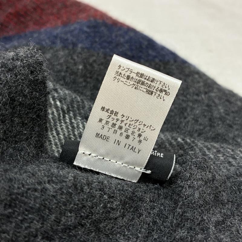 グッチ GUCCI マフラー マフラー インターロッキングG ウール カシミヤ ストライプ フリンジ 大判 マフラー - ストライプ X ワンポイント X ロゴ、文字 灰 / グレー / gray X 赤 / レッド / red X 紺 / ネイビー / navy メンズ USED 古着 中古 50157602