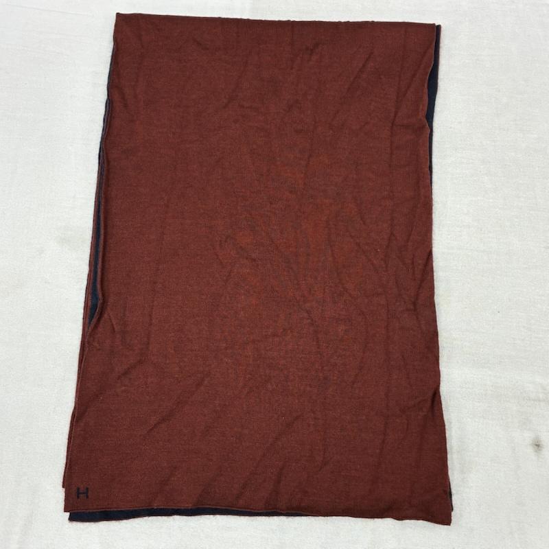 エルメス HERMES マフラー マフラー アレ ルトゥール ダブルフェイス リバーシブル Hロゴ カシミヤ シルク マフラー - ワンポイント X ロゴ、文字 紺 / ネイビー / navy X えんじ / ワインレッド / dark red メンズ USED 古着 中古 50157605