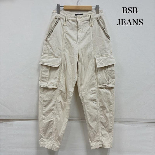 古着 USED パンツ ワークパンツ、ペインターパンツ BSB JEANS スタッズ カーゴパンツ テーパード Y2K 36 ワンポイント X ロゴ、文字 X 刺繍 オフホワイト / オフホワイト / X 銀 / シルバー / silver color レディース USED 古着 中古 50157612