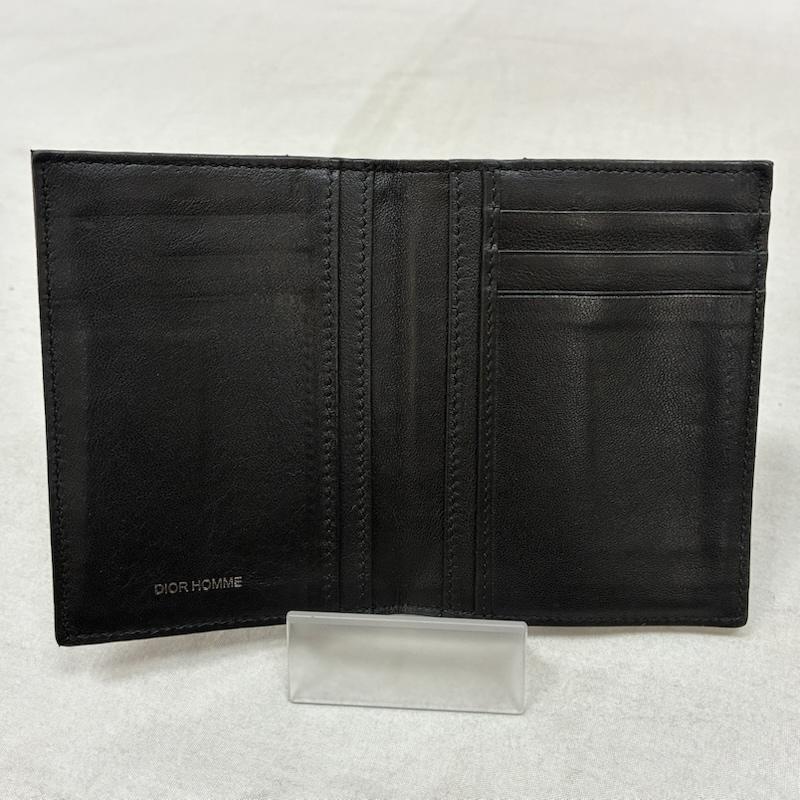 ディオールオム Dior homme 財布 コンパクト財布 オブリーク トロッター ロゴ 型押し 二つ折り レザー カードケース - ロゴ、文字 黒 / ブラック / black メンズ USED 古着 中古 50157615