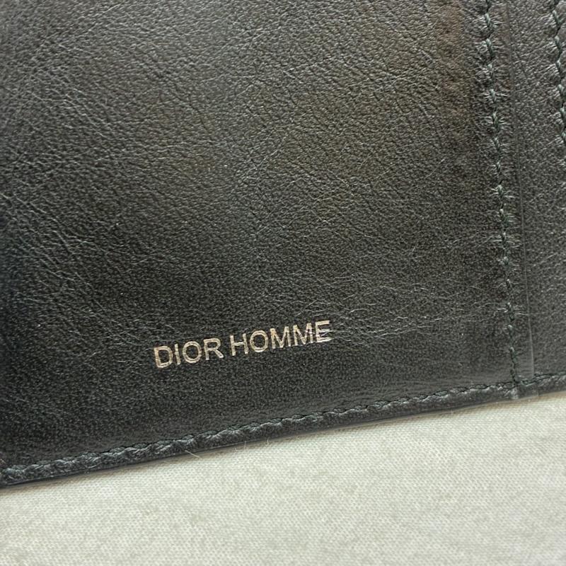 ディオールオム Dior homme 財布 コンパクト財布 オブリーク トロッター ロゴ 型押し 二つ折り レザー カードケース - ロゴ、文字 黒 / ブラック / black メンズ USED 古着 中古 50157615