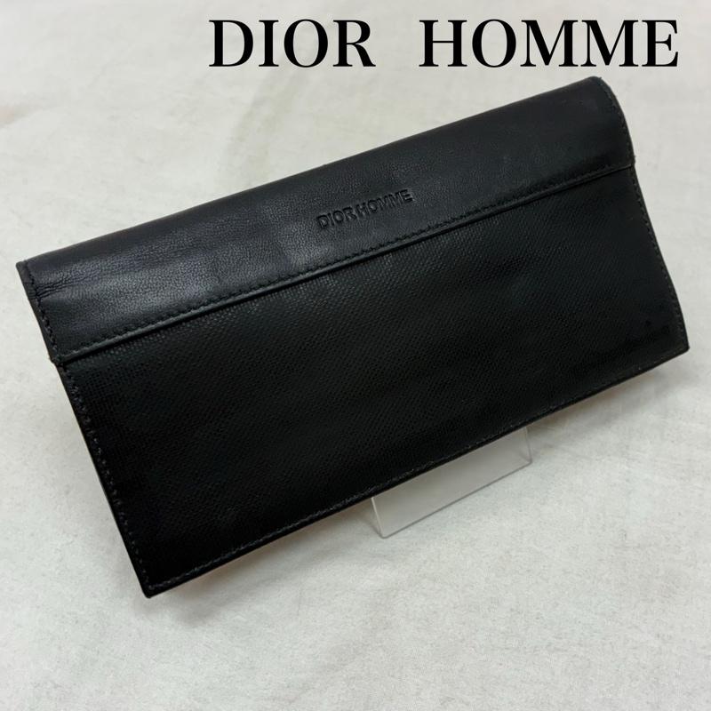 ディオールオム Dior homme 財布 長財布 オブリーク トロッター ロゴ 型押し 二つ折り レザー 長財布 - ロゴ、文字 黒 / ブラック / black メンズ USED 古着 中古 50157621