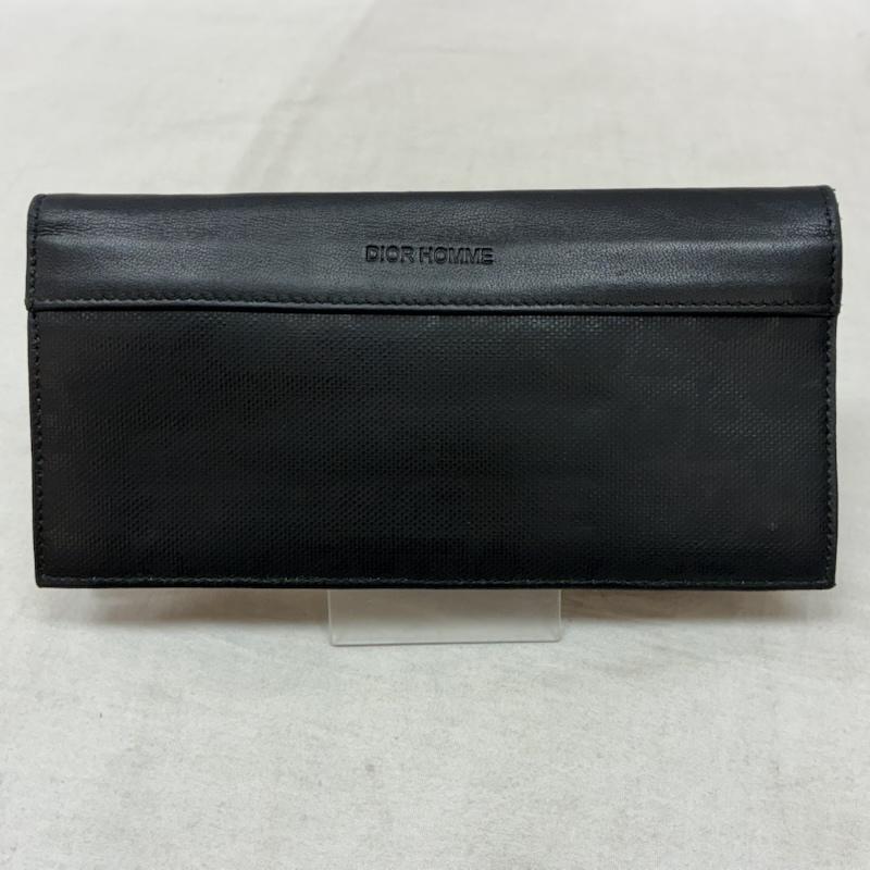 ディオールオム Dior homme 財布 長財布 オブリーク トロッター ロゴ 型押し 二つ折り レザー 長財布 - ロゴ、文字 黒 / ブラック / black メンズ USED 古着 中古 50157621