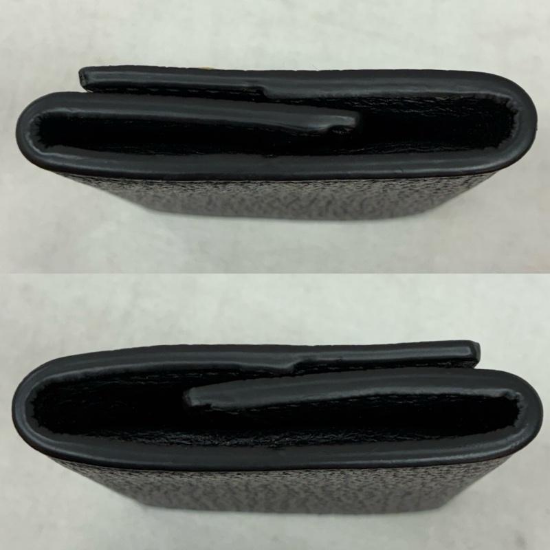 グッチ GUCCI 財布 コンパクト財布 GGマーモント レザー 三つ折り 小銭入れ コインケース ゴールドロゴ 473959 - ロゴ、文字 X ワンポイント 黒 / ブラック / black X 金 / ゴールド / gold color メンズ USED 古着 中古 50157636